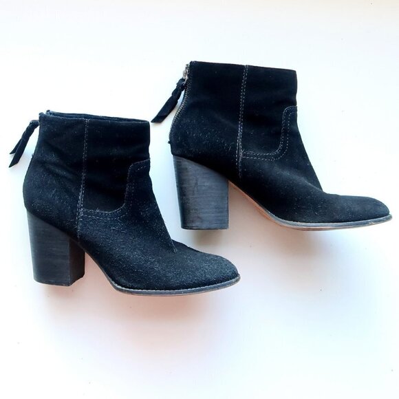 Splendid Anthropologie Black Suede Leather Block Heel Ankle Boots Booties 9.5 - Picture 12 of 15